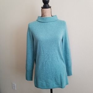 NWT Talbots pure cashmere turtleneck blouse sweatshirt green